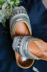 Colour Me Silver Embellished Silver Jutti